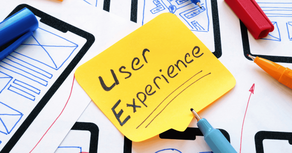 How Web Design Impacts Content Marketing: UX user experience inscription and sketches of mobile application.