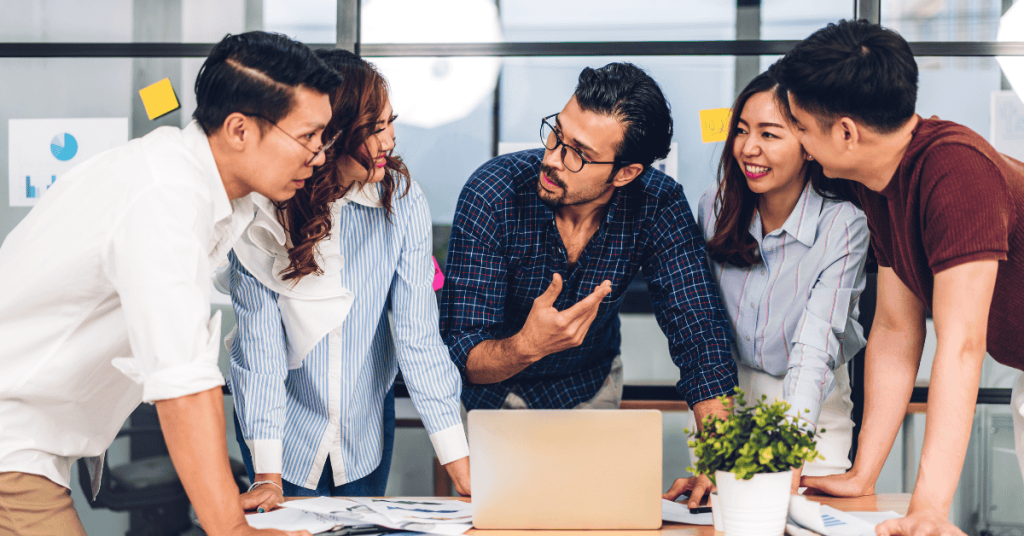 Diverse team of marketing professionals in a strategy meeting