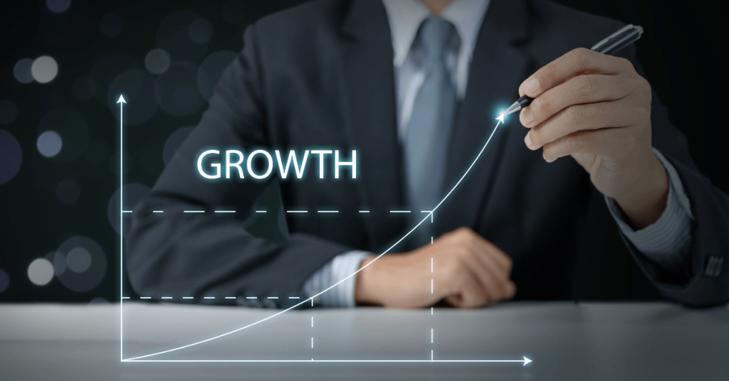 businessman present increasing graph, business growth