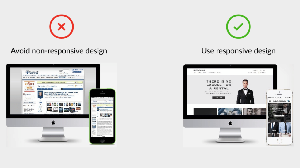 Example of good vs poor web design in content marketing