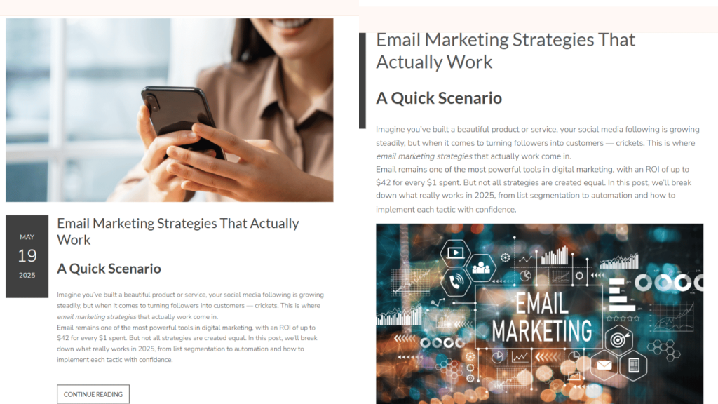 Well-designed blog layout that enhances readability