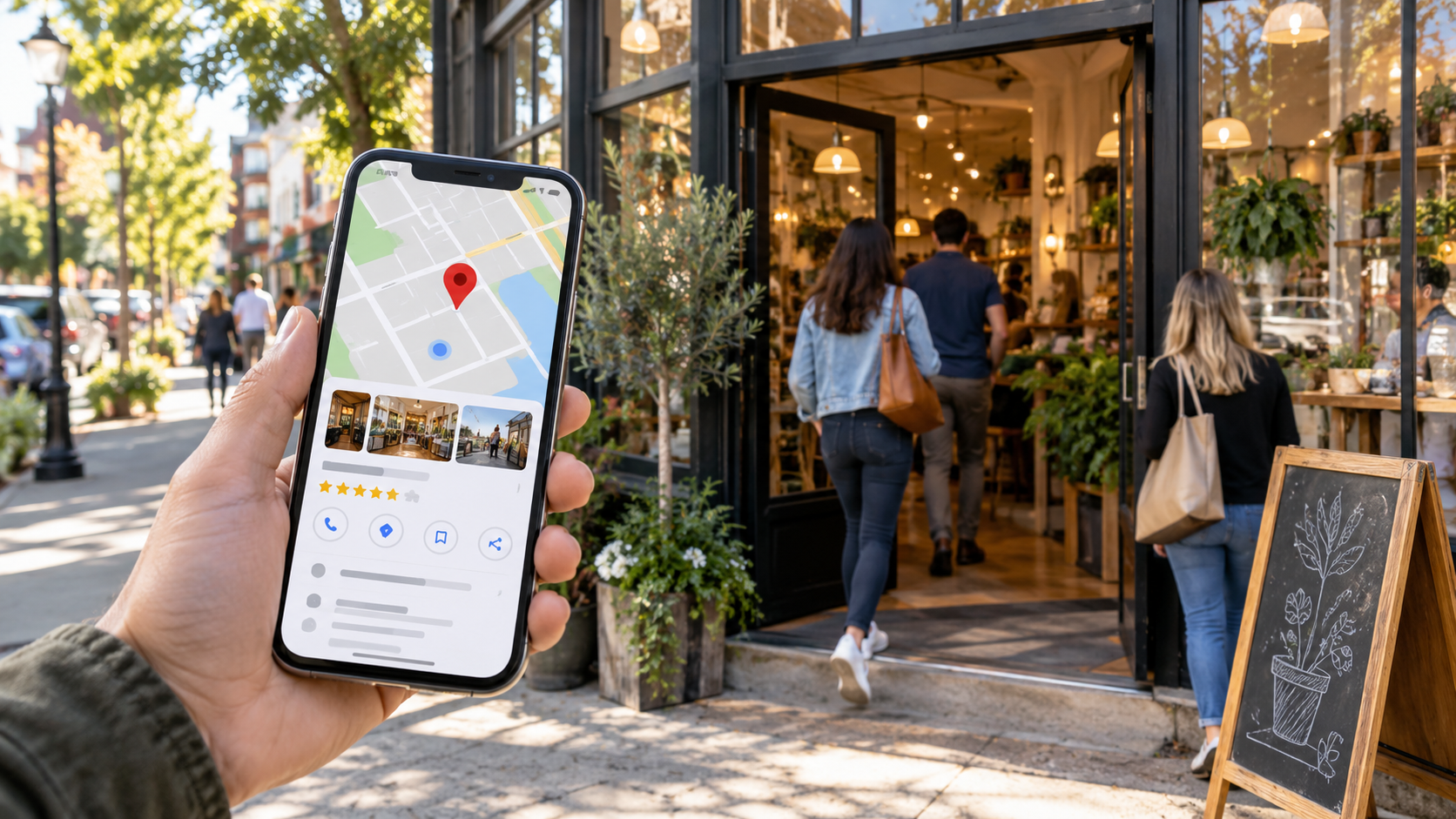 Local business attracting customers through Google Maps and online visibility