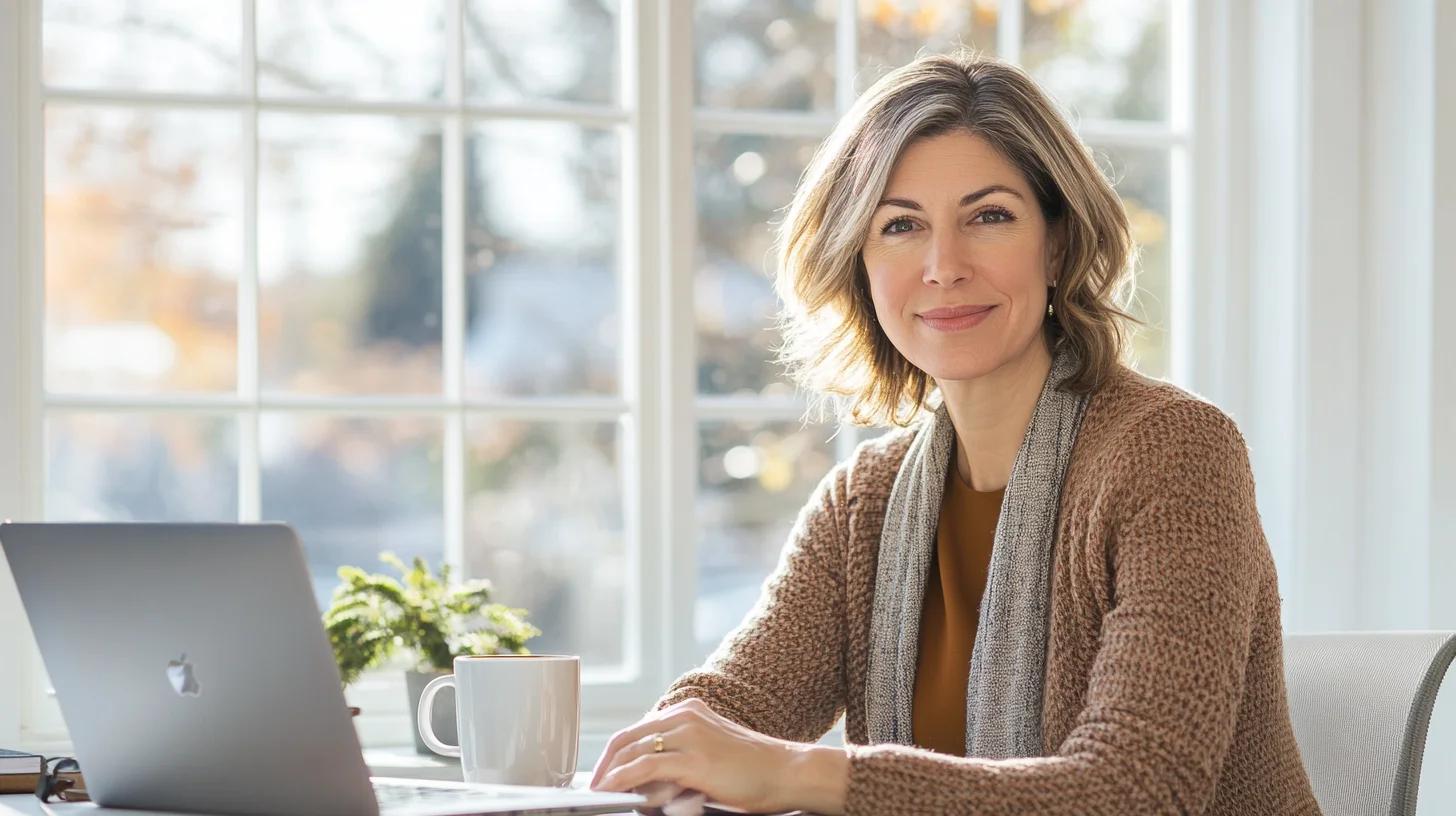 A photorealistic editorial portrait of a small-business founder working in a distinctive independent studio, surrounded by a few carefully chosen brand materials and products